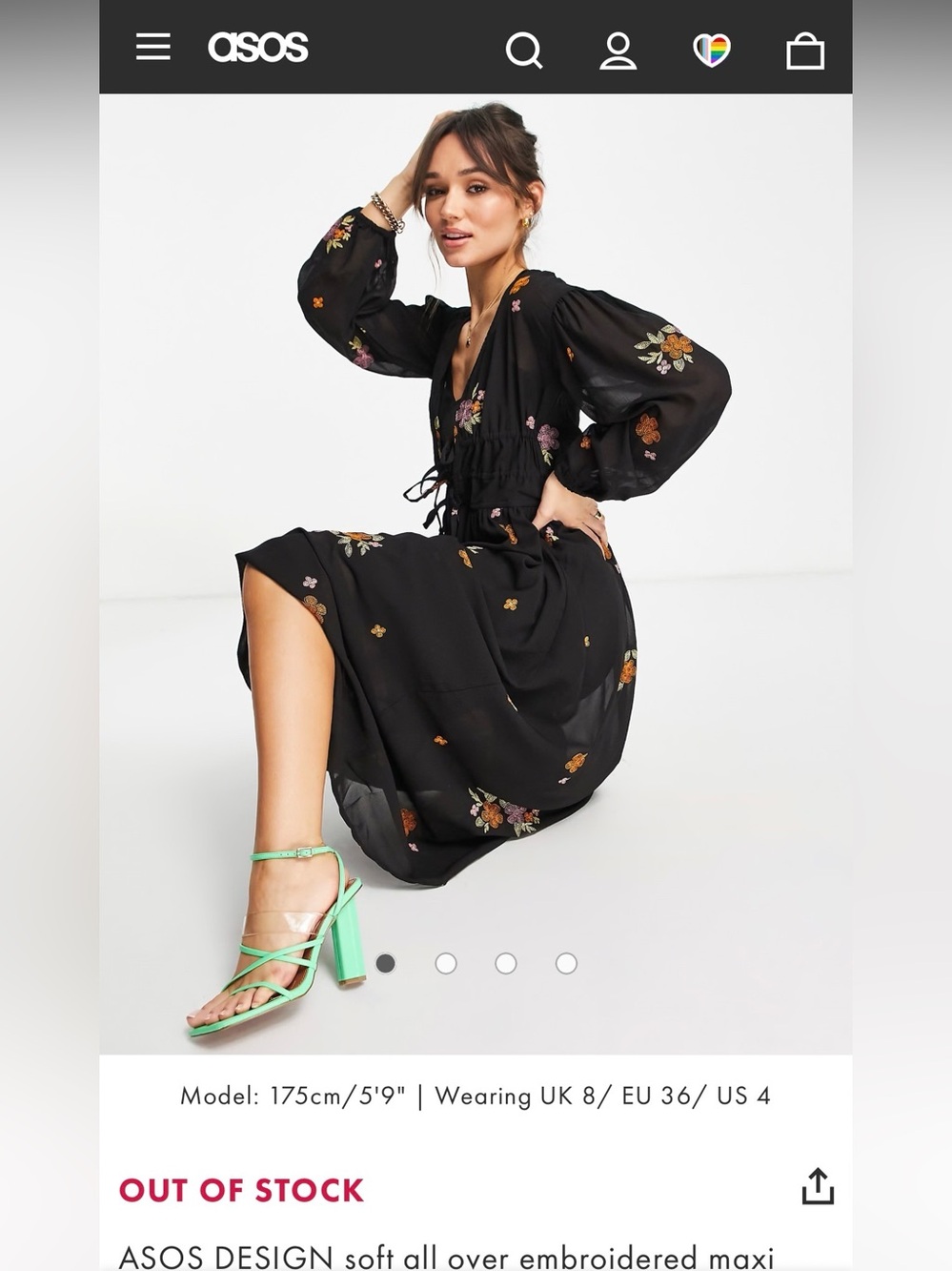 ASOS DESIGN soft all over embroidered maxi dress 🌻💐🌼